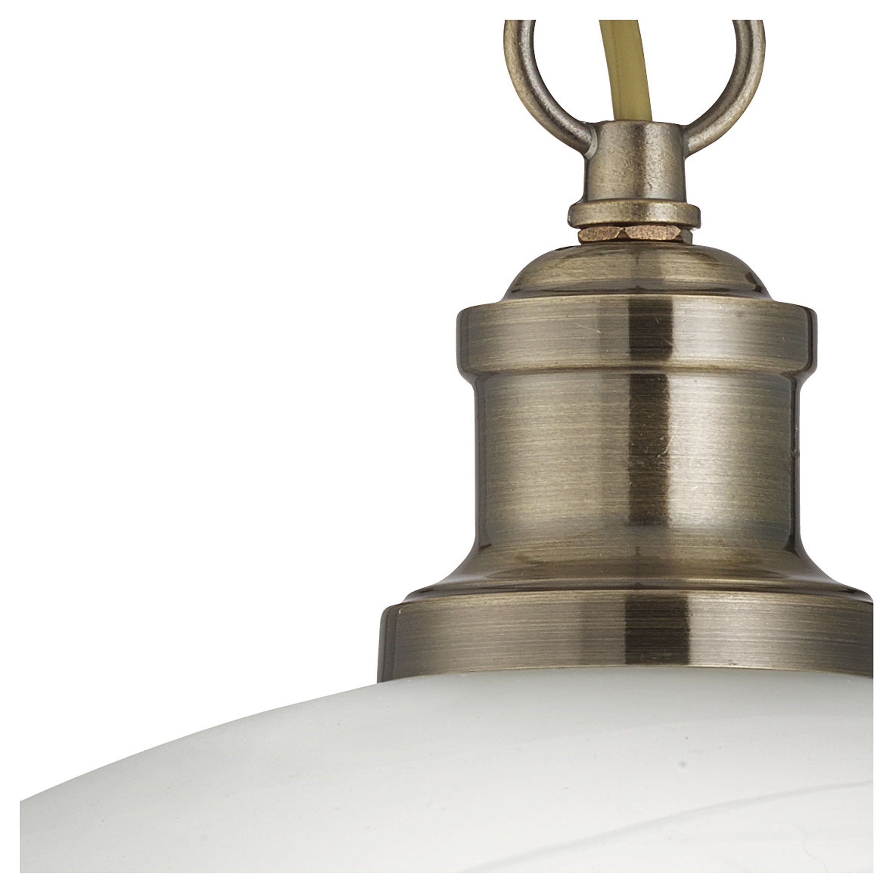 A detailed close up of the brass chain on the Antique Brass Pendant Light.