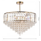 A crystal chandelier with measurement lines indicating its 48cm diameter and 47.5cm height.