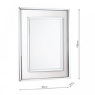 Front view of an ornate silver rectangular mirror with dimensions of 100cm by 80cm.