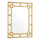 Rectangular gold bamboo framed mirror on a white background.