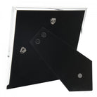 The rear view of a 4x6 inch Laura Ashley photo frame, showing the stand and hooks.