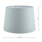 A monumental light blue fabric lamp shade measuring 40.5cm diameter and 28cm in height.