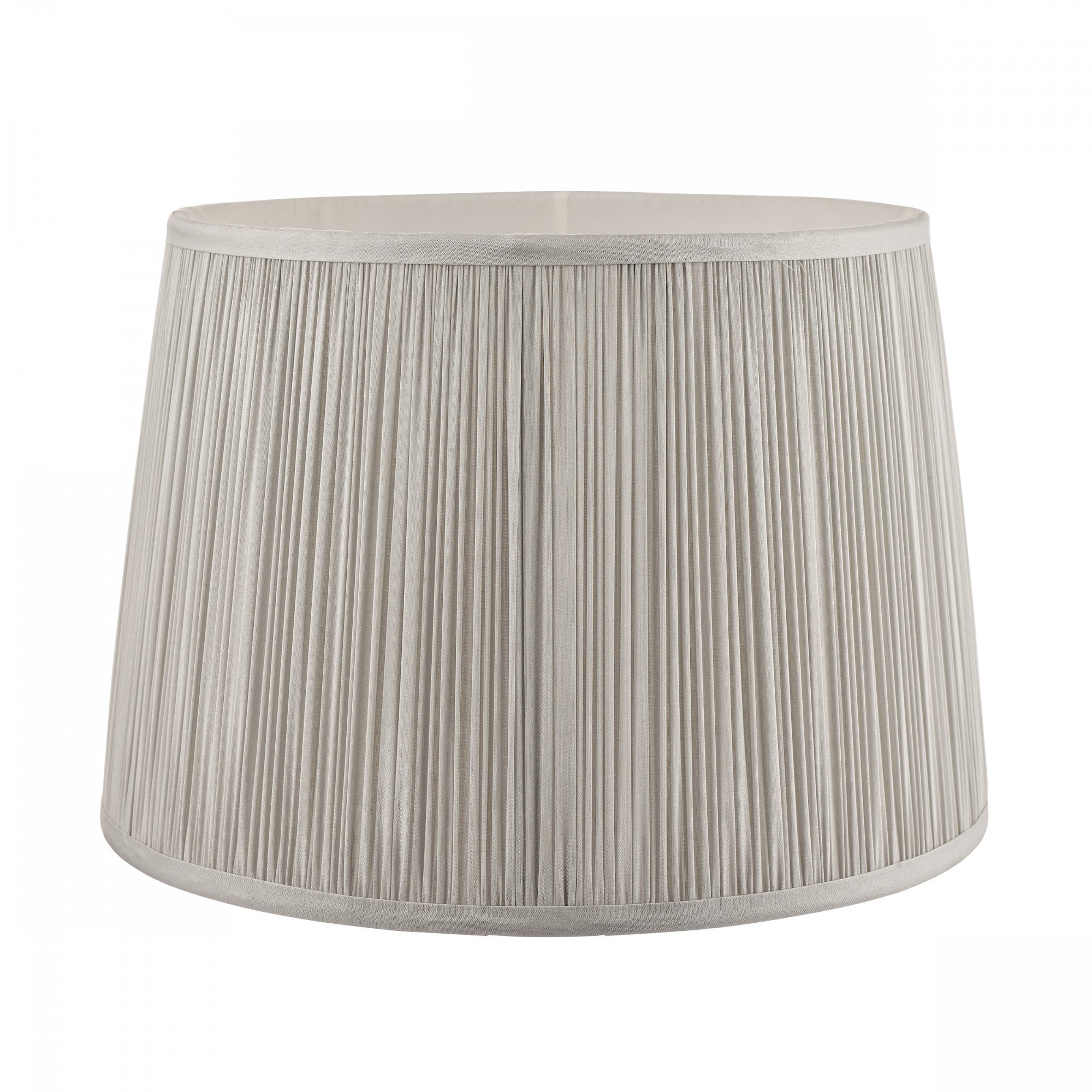 Pleated soft grey lamp shade.