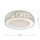 Crystal ceiling light with illumination and dimensions.