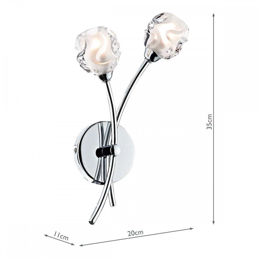 A diagram of the wall sconce with dimensions: 35cm high, 20cm wide, and 11cm deep.