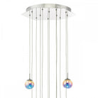 Top view of the square ceiling rose and hanging wires of the multi-pendant chandelier.