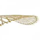 A side view of the wavy, horizontal bamboo ceiling light.