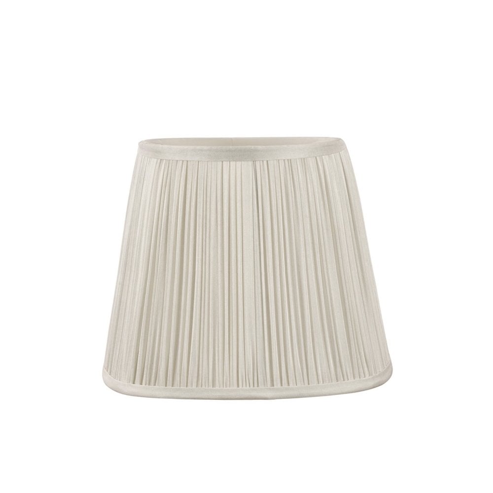 A single white pleated lampshade on a white background.