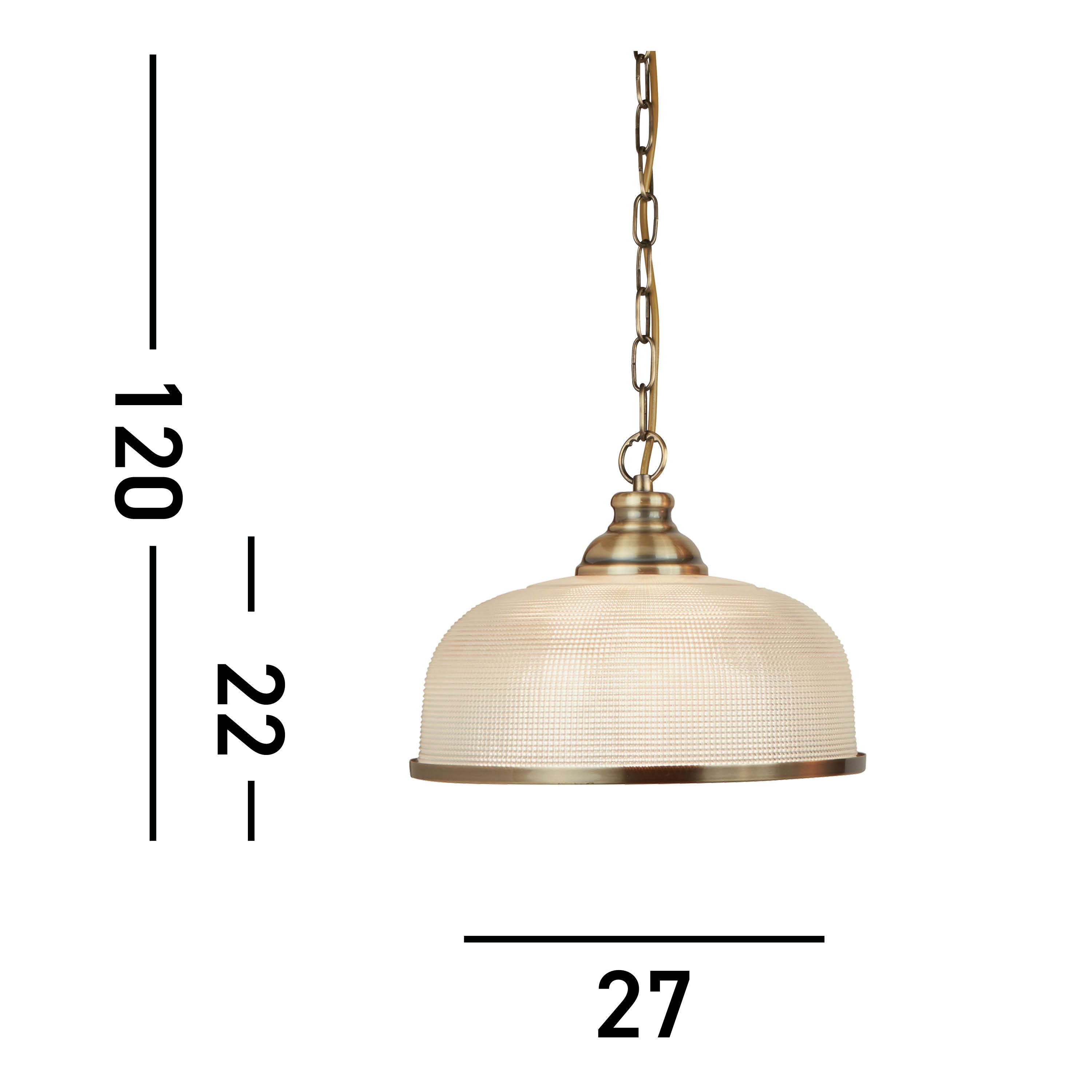 A diagram showing the dimensions of a pendant lamp, with a total length of 120.