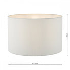 White cylindrical lampshade with dimensions 20cm height and 32cm diameter.