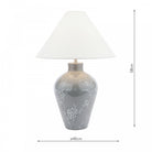 A diagram of the white tapered lampshade on a grey base with its dimensions.