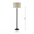 Black textured floor lamp with dimensions, showing a height of 138cm and a base of 29cm.