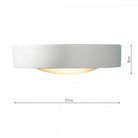 White rectangular wall light with dimensions: 27cm width and 8cm height.