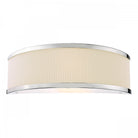 An elegant wall light with a curved, ribbed cream shade and polished chrome trim.