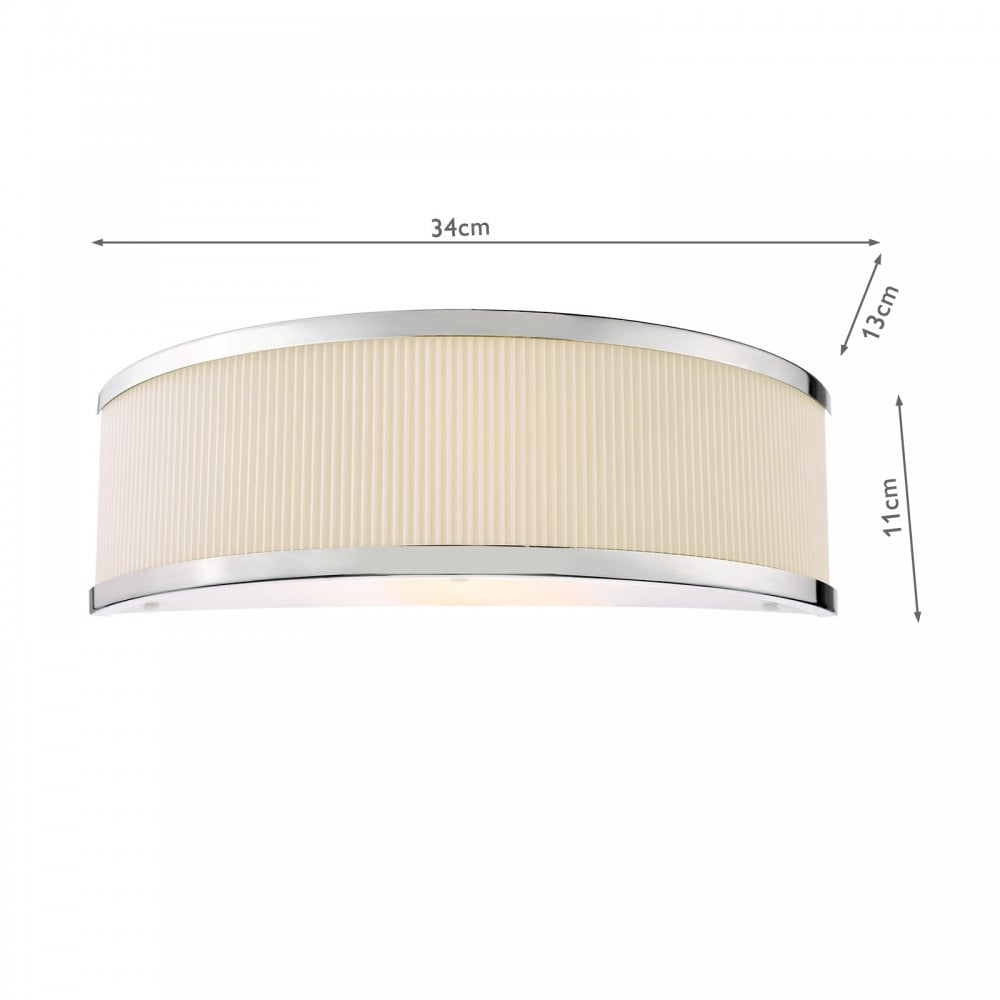 Dimensions of a wall light, showing a width of 34cm and heights of 13cm and 11cm.