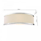 Dimensions of a wall light, showing a width of 34cm and heights of 13cm and 11cm.