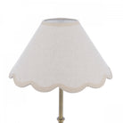 Close-up of a cream scalloped lampshade with a subtle texture.