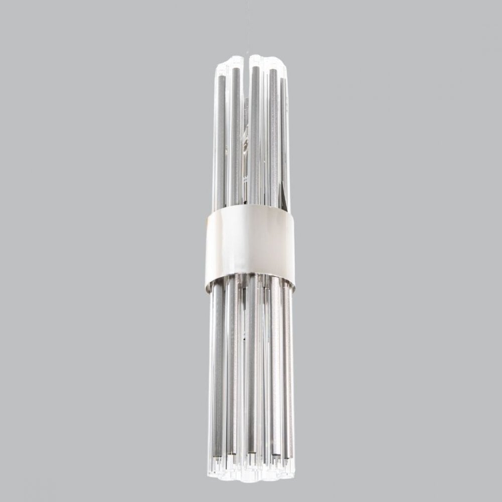 Colmar Nickel & Clear Glass Rods Single Pendant Light by RV Astley