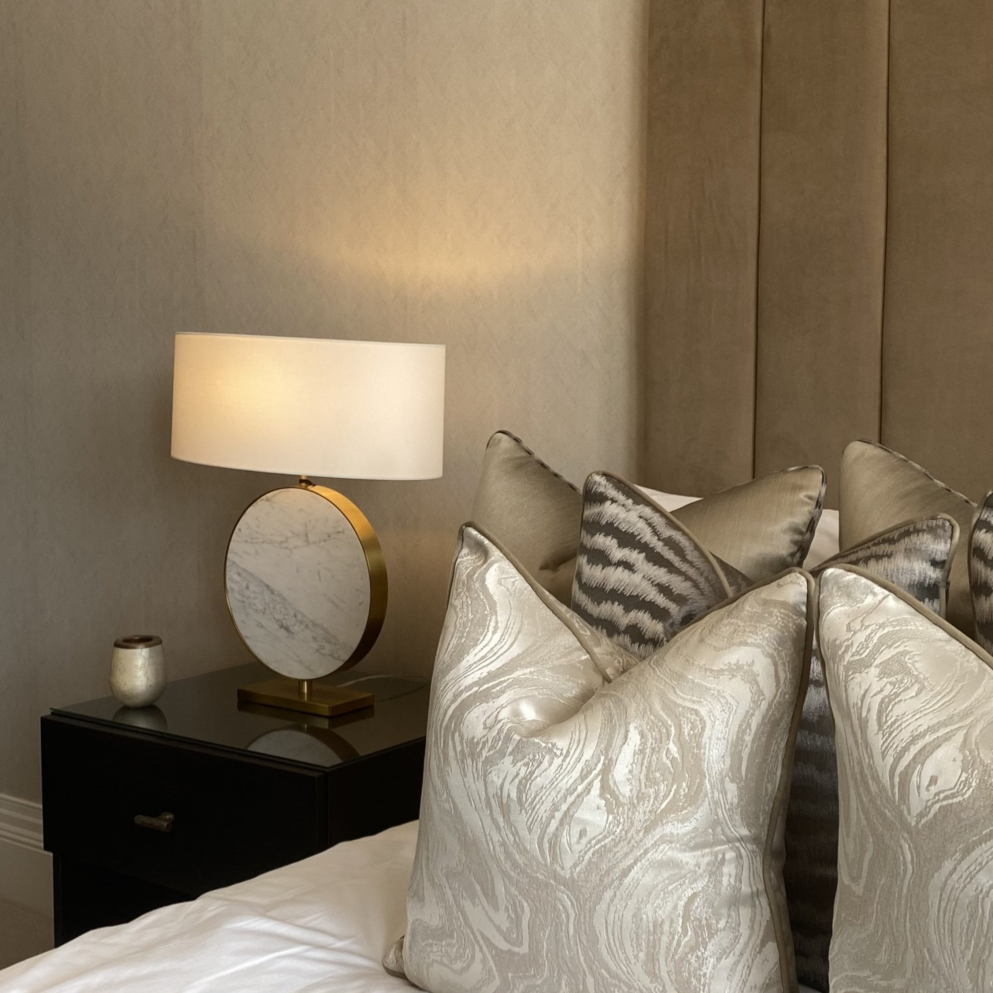 Valery Antique Brass & White Marble Table Lamp by RV Astley