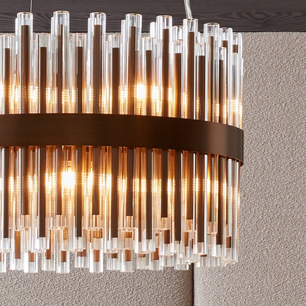 Colmar Antique Brass Chandelier with Glass Tubes - 60cm by RV Astley