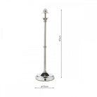 A polished nickel table lamp base with its height and base diameter dimensions.