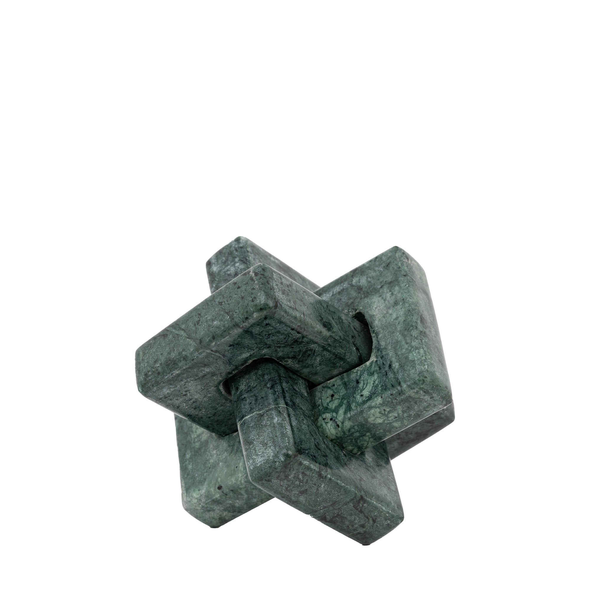 A green knot sculpture.