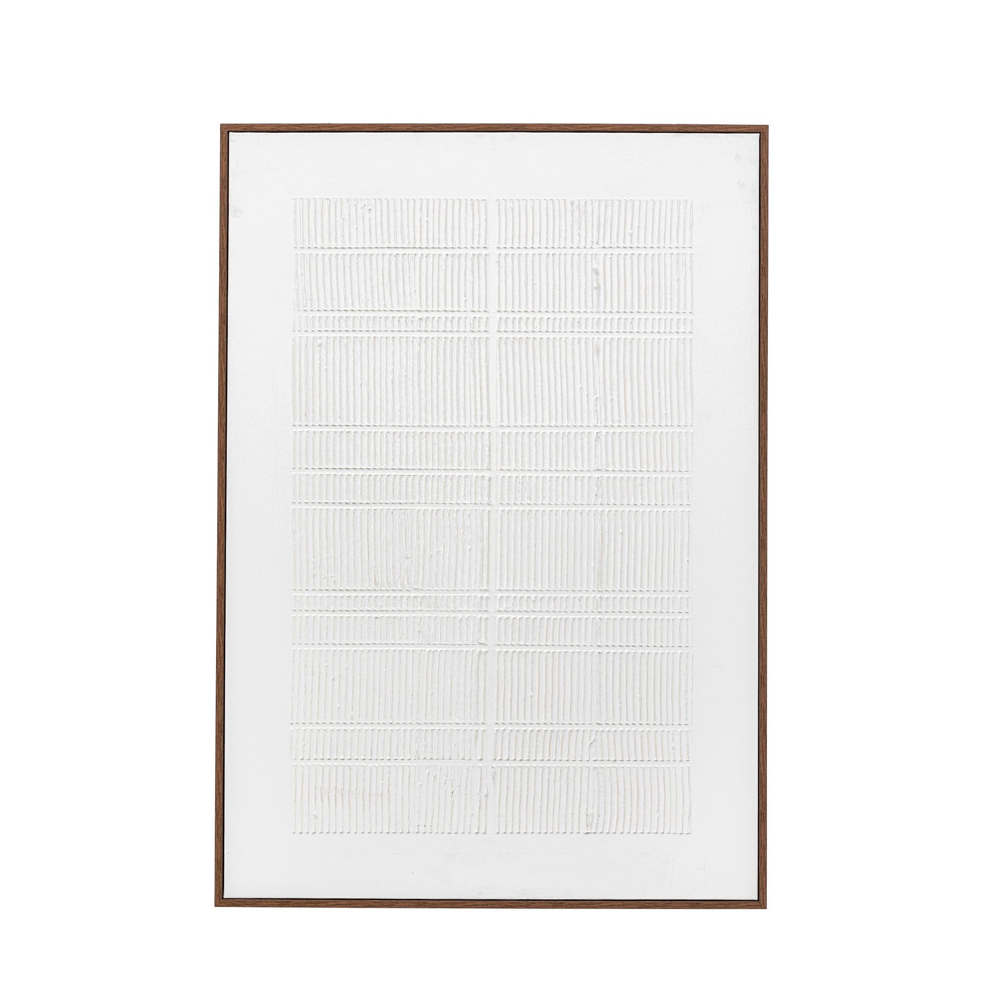 A framed piece of white and textured wall decor.