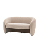 Front-angle view of the beige two-seater sofa on a white background.
