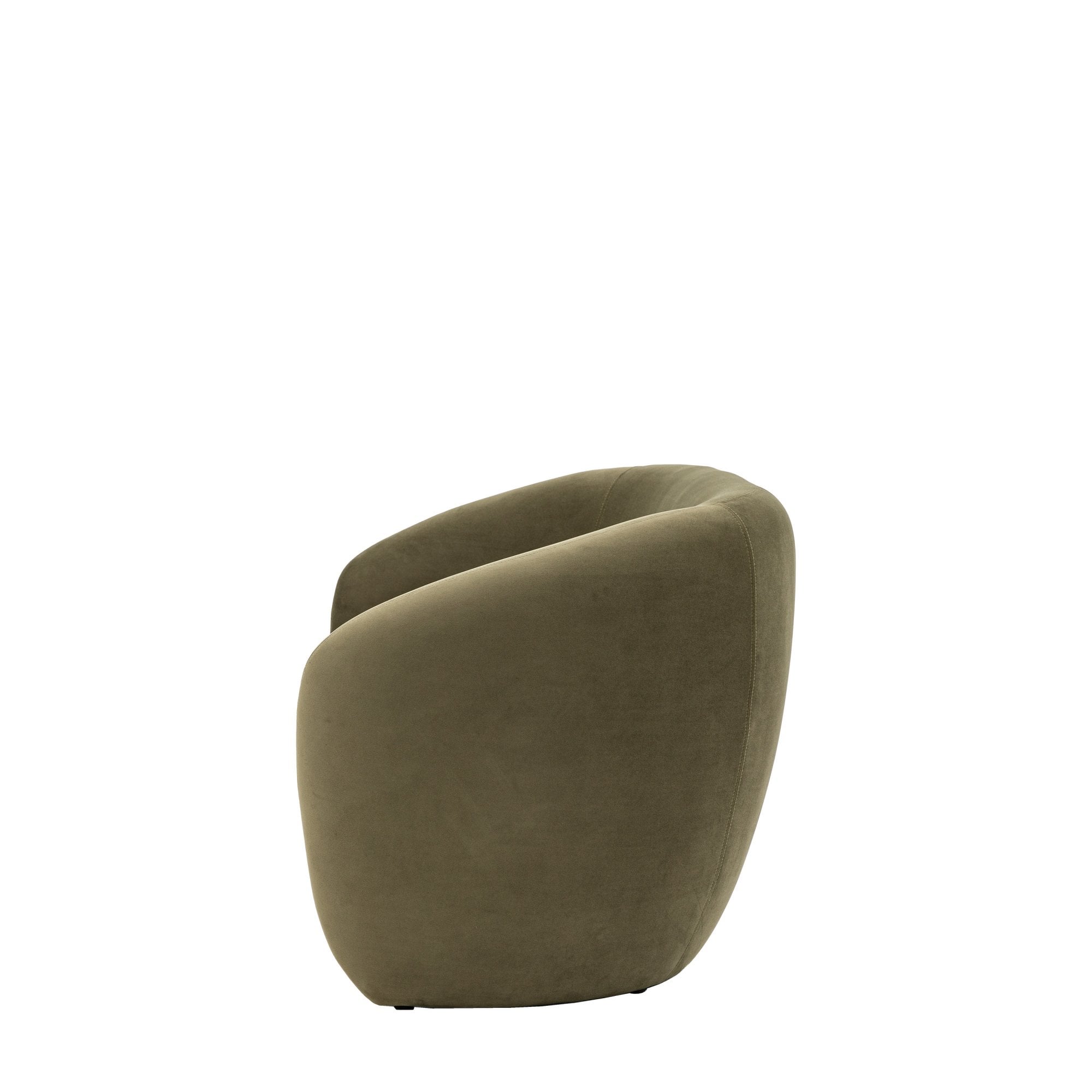 Side profile of the compact sage green velvet sofa, highlighting its sleek design.