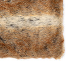 A detailed close-up of the faux fur throw's corner, showcasing its intricate brown, black, and cream pattern.