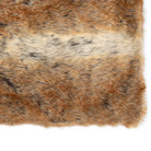 A detailed close-up of the faux fur throw, highlighting its rich brown, black, and cream pattern.
