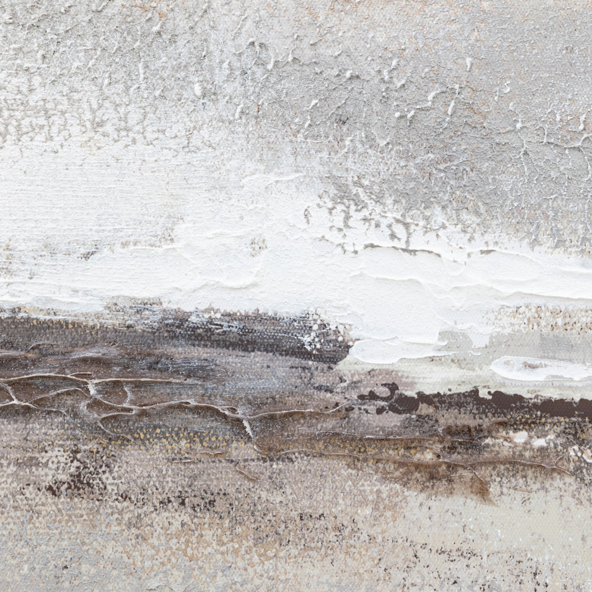 Detailed close-up of thick, textured brushstrokes in an abstract painting.