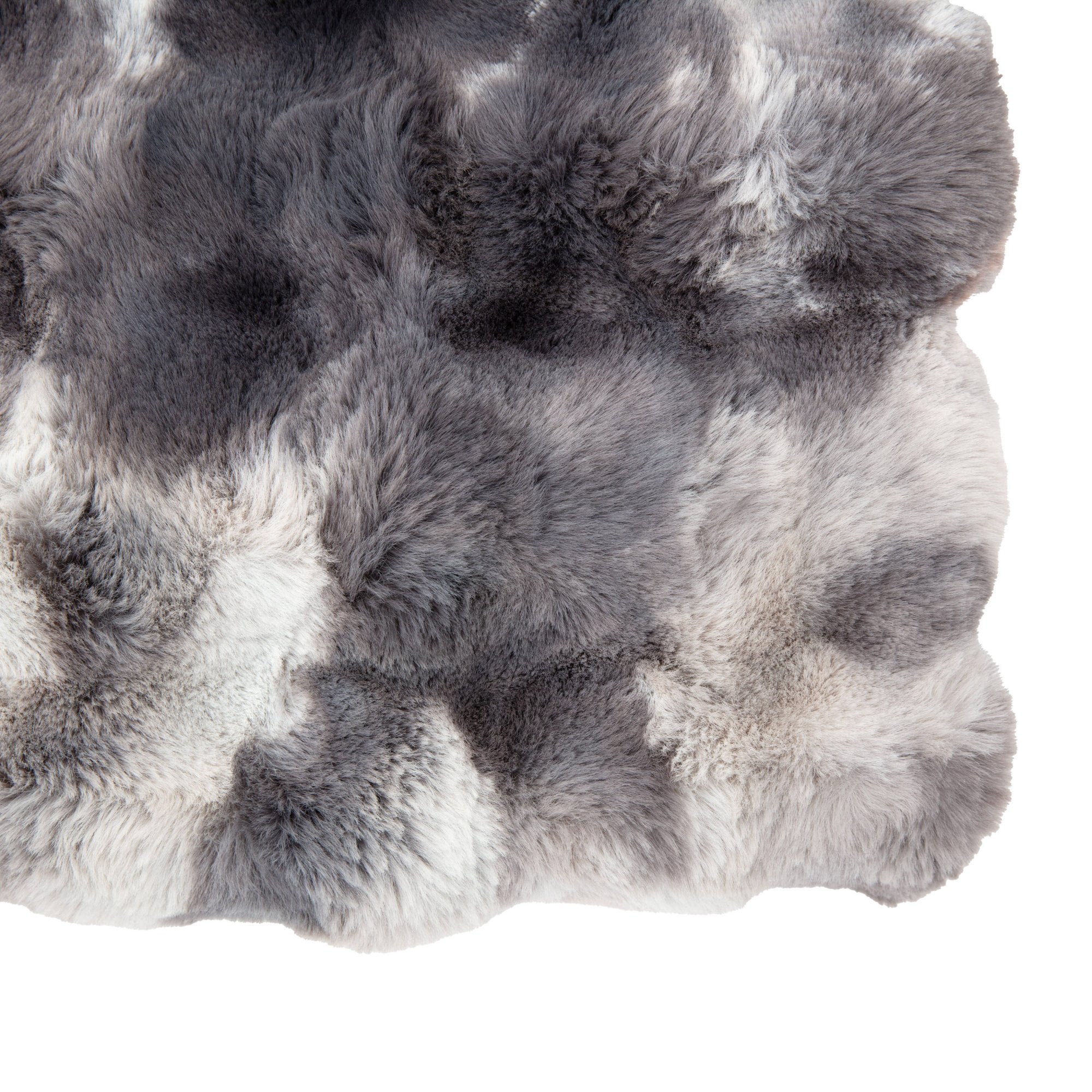Corner view of the faux fur blanket, highlighting its deep pile and pattern.