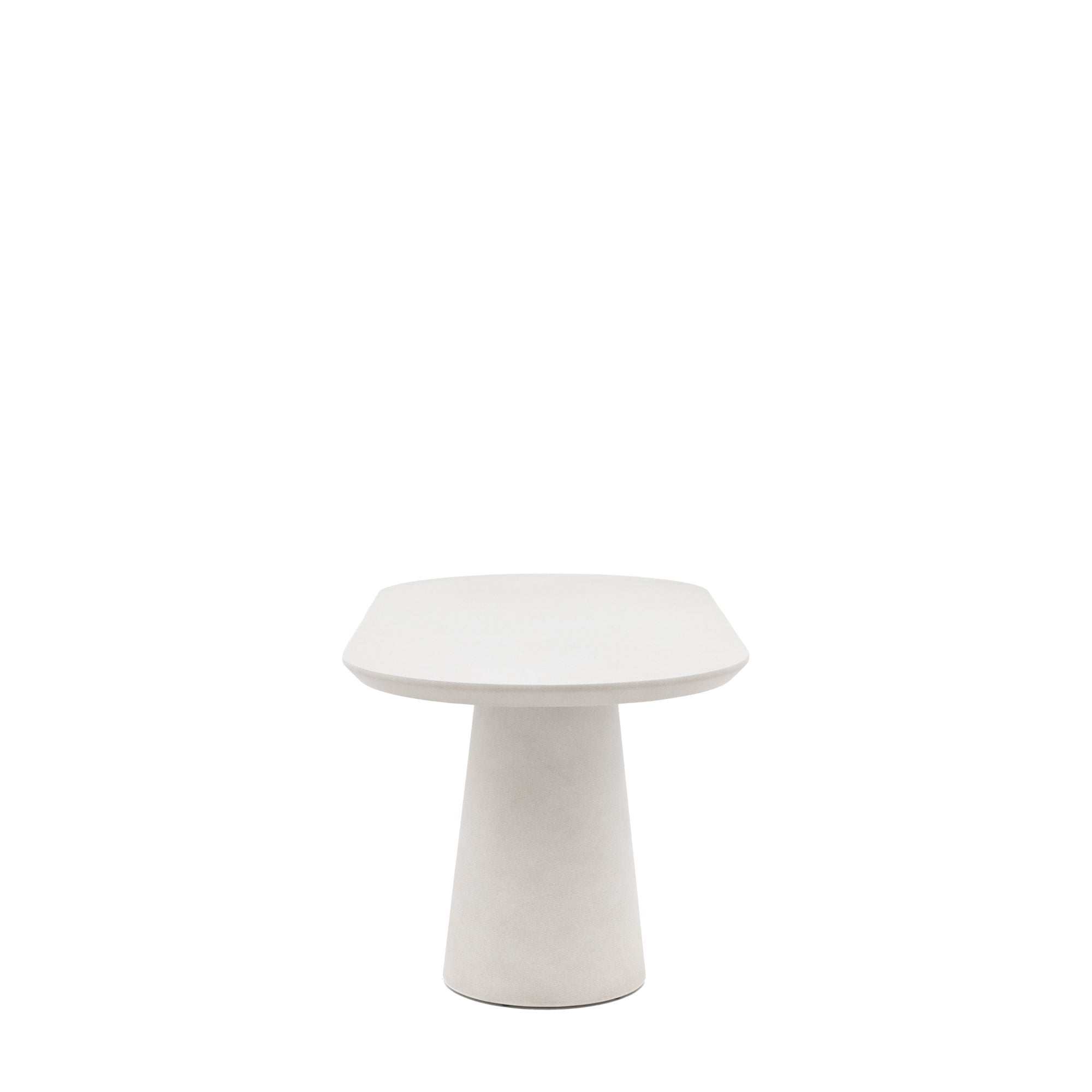 A small, round side table with a single, tapered pedestal base.