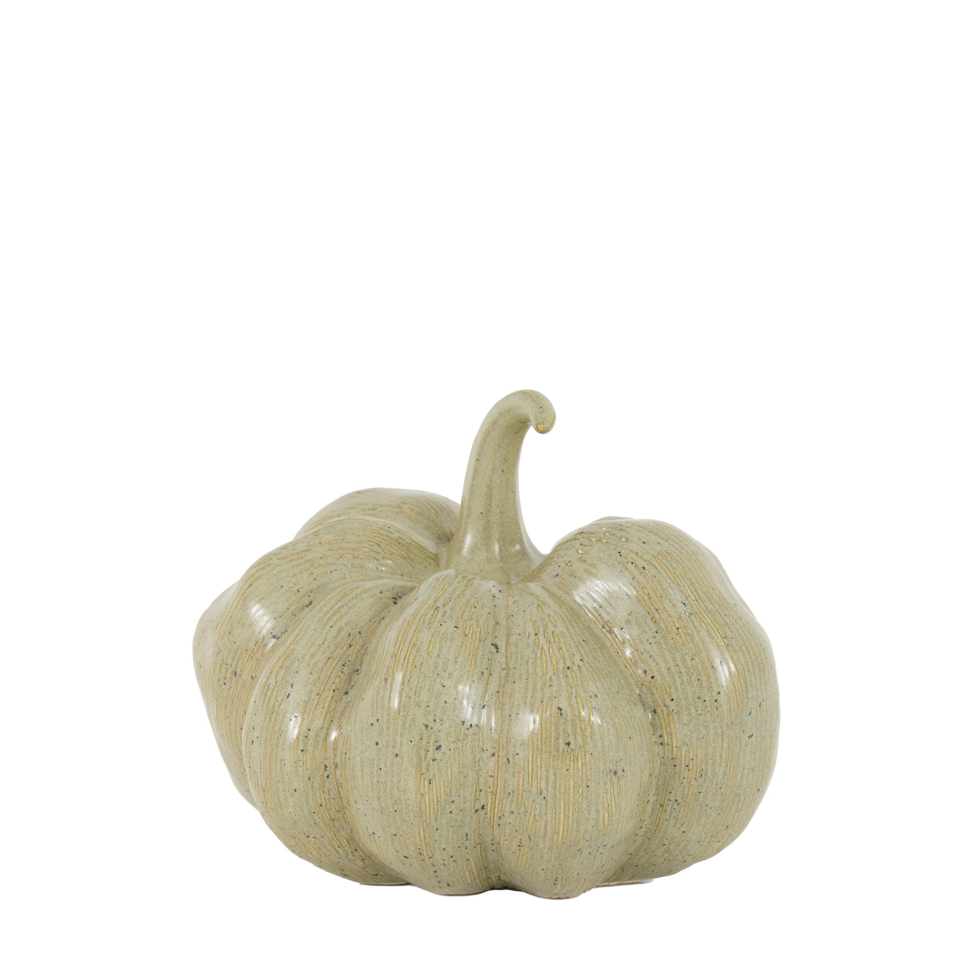 Light green ceramic pumpkin with a textured finish.