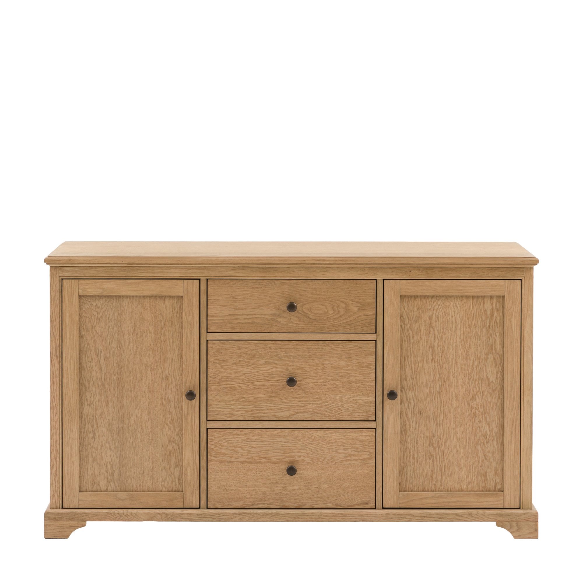 A front-on view of the large wooden sideboard against a white background.