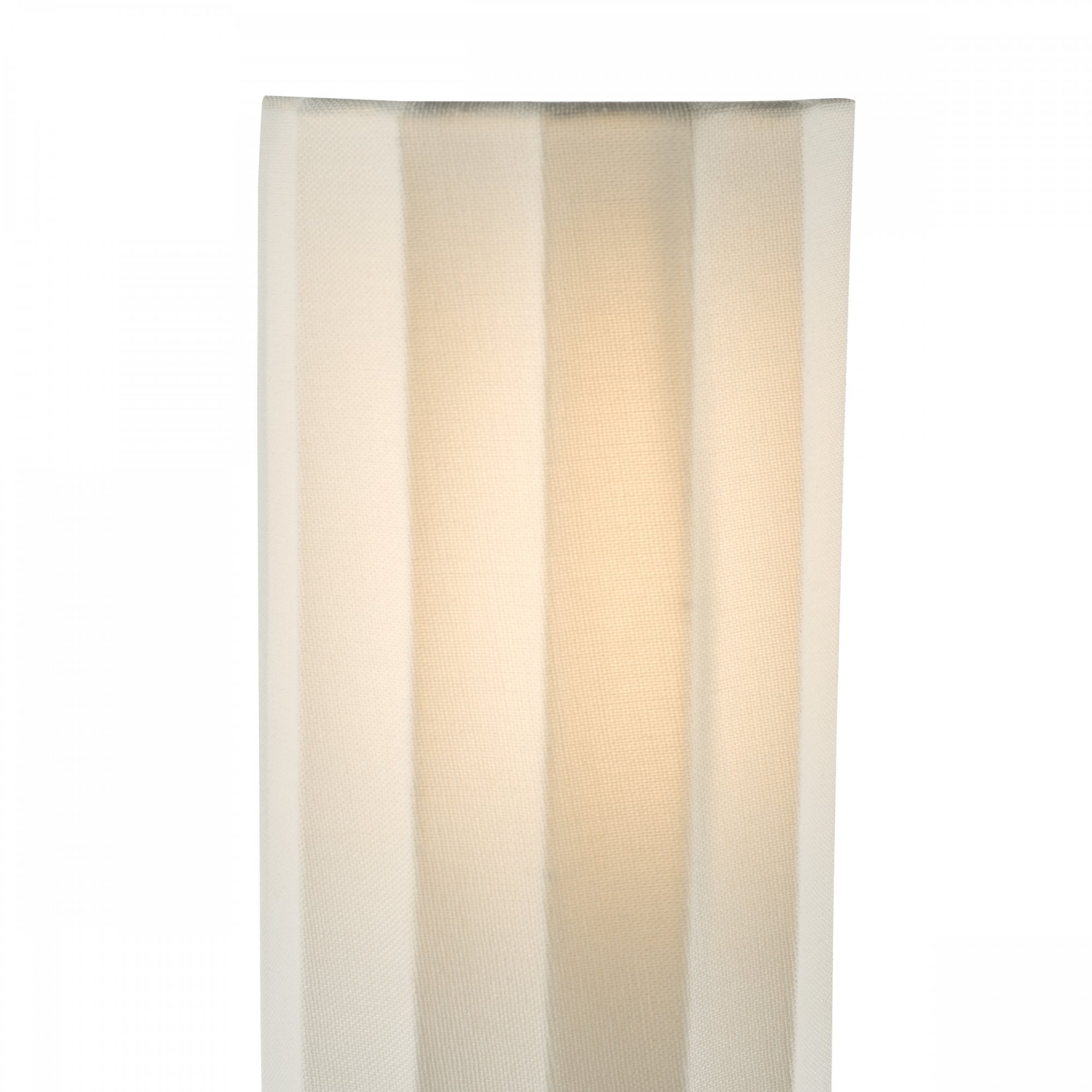 Close-up of a white fluted wall light, highlighting its ribbed texture and soft illumination.
