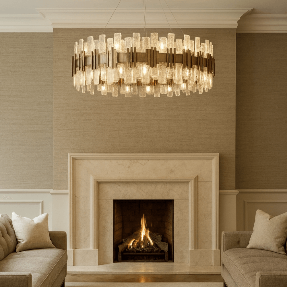 Saiph Painted Antique Gold Glass Pendant Light - 80cm by RV Astley