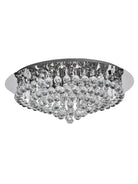 A sparkling crystal flush mount ceiling light, casting elegant reflections.