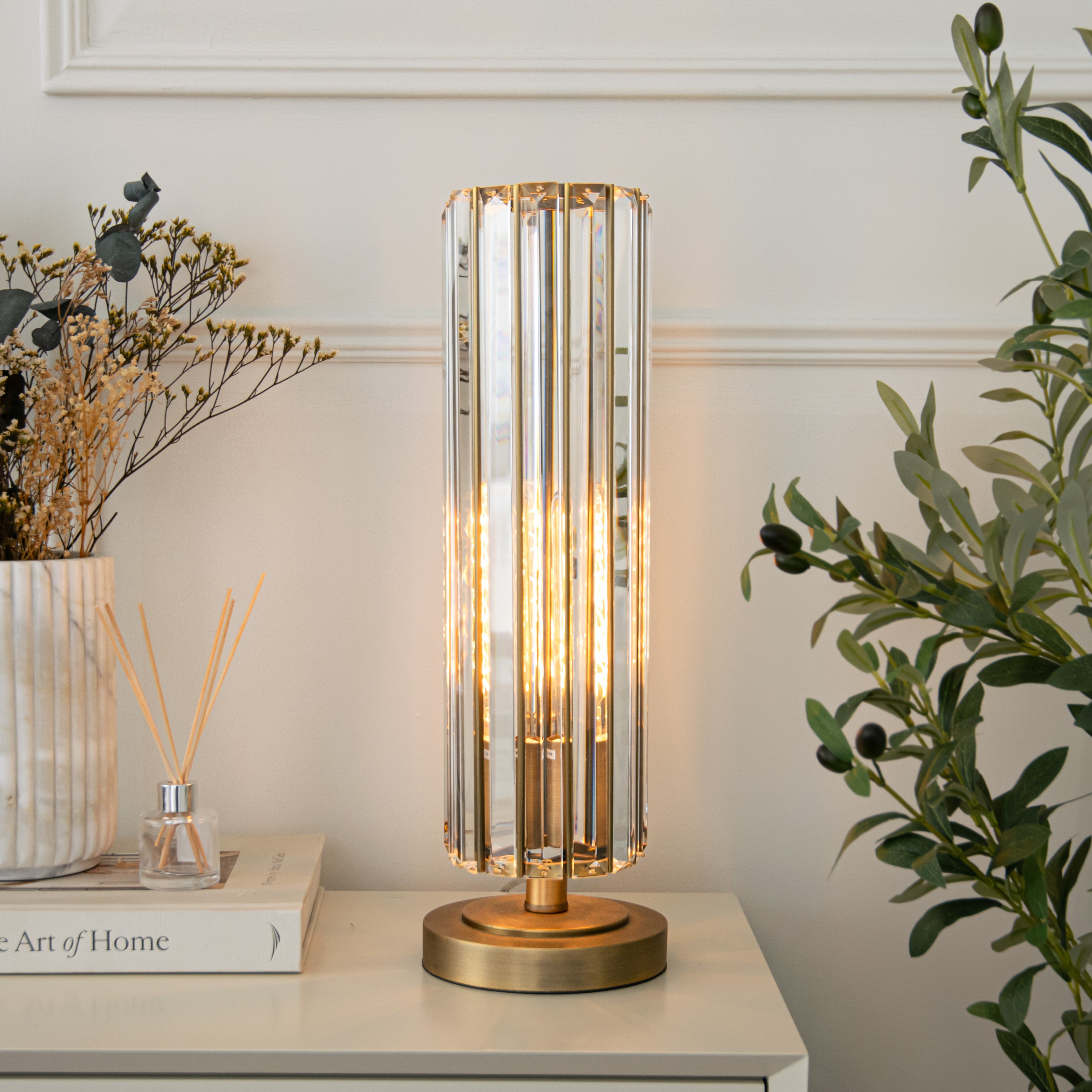 Reagan Antique Brass & Crystal Table Lamp by RV Astley