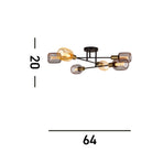 Dimensions of the ceiling light showing a width of 64 units and height of 20 units.