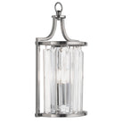 Close-up of a silver wall sconce with crystal accents for elegant lighting.