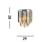 A crystal wall light with dimensions of 28x29 cm indicated on the image.