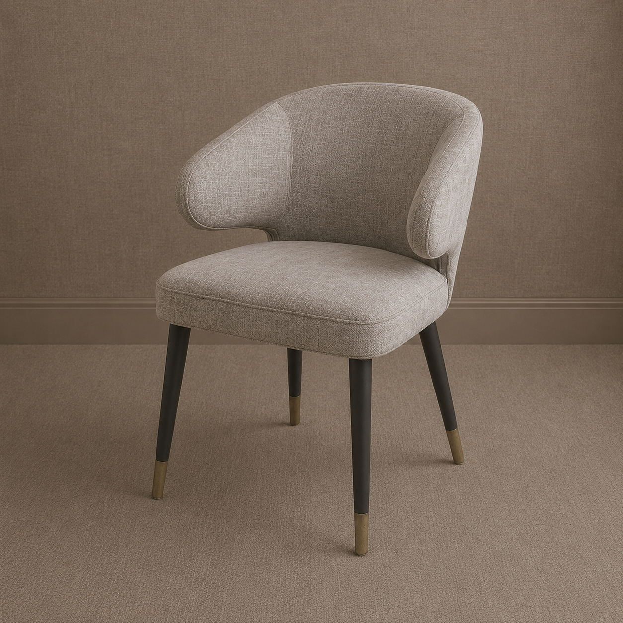 Arrone Wood & Mouse Chenille Fabric Chair by RV Astley