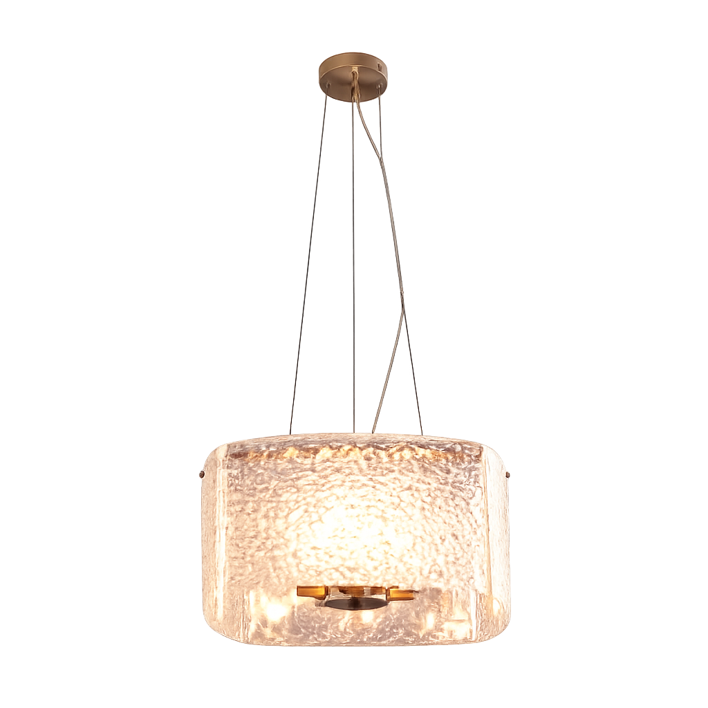 Sidley Muted Bronze & Textured Glass Pendant Light by RV Astley