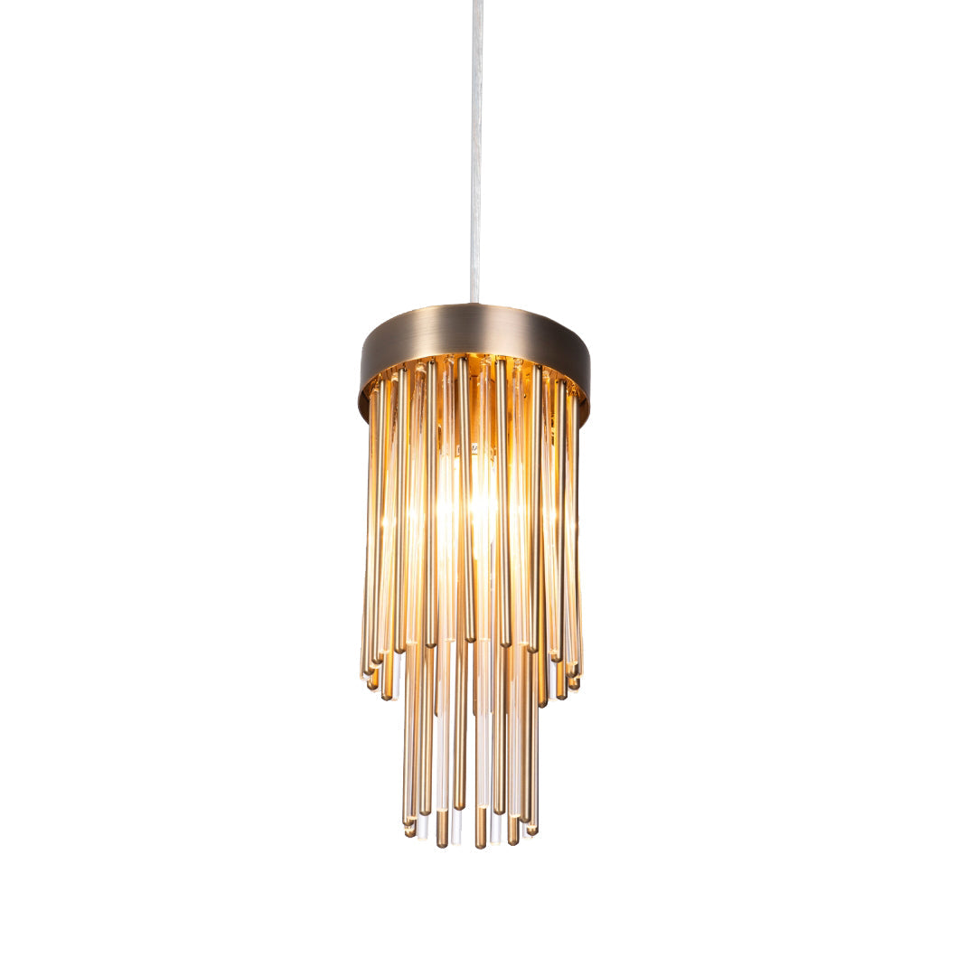 Nessa Antique Brass Pendant Light with Glass Shade by RV Astley