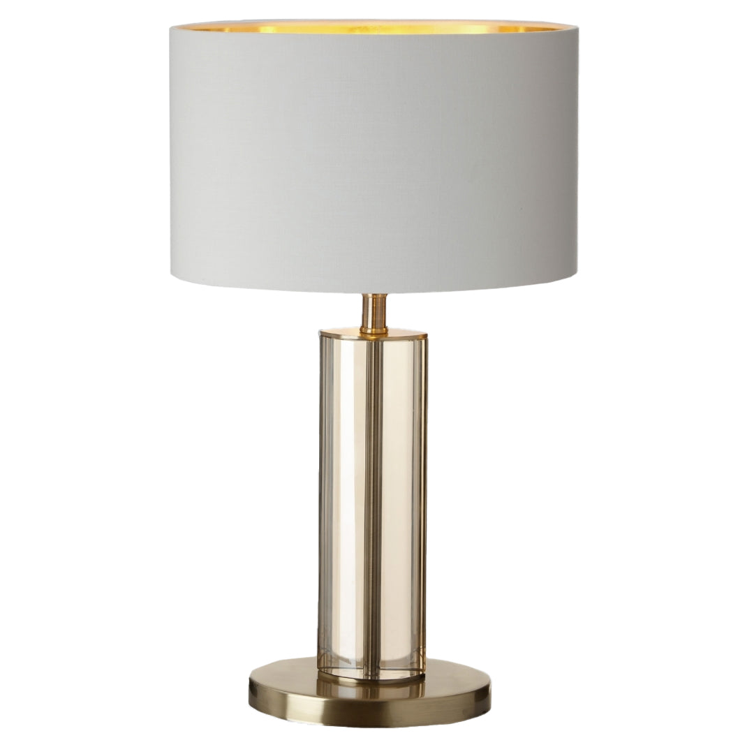 Lisle Cognac Crystal & Antique Brass Table Lamp by RV Astley