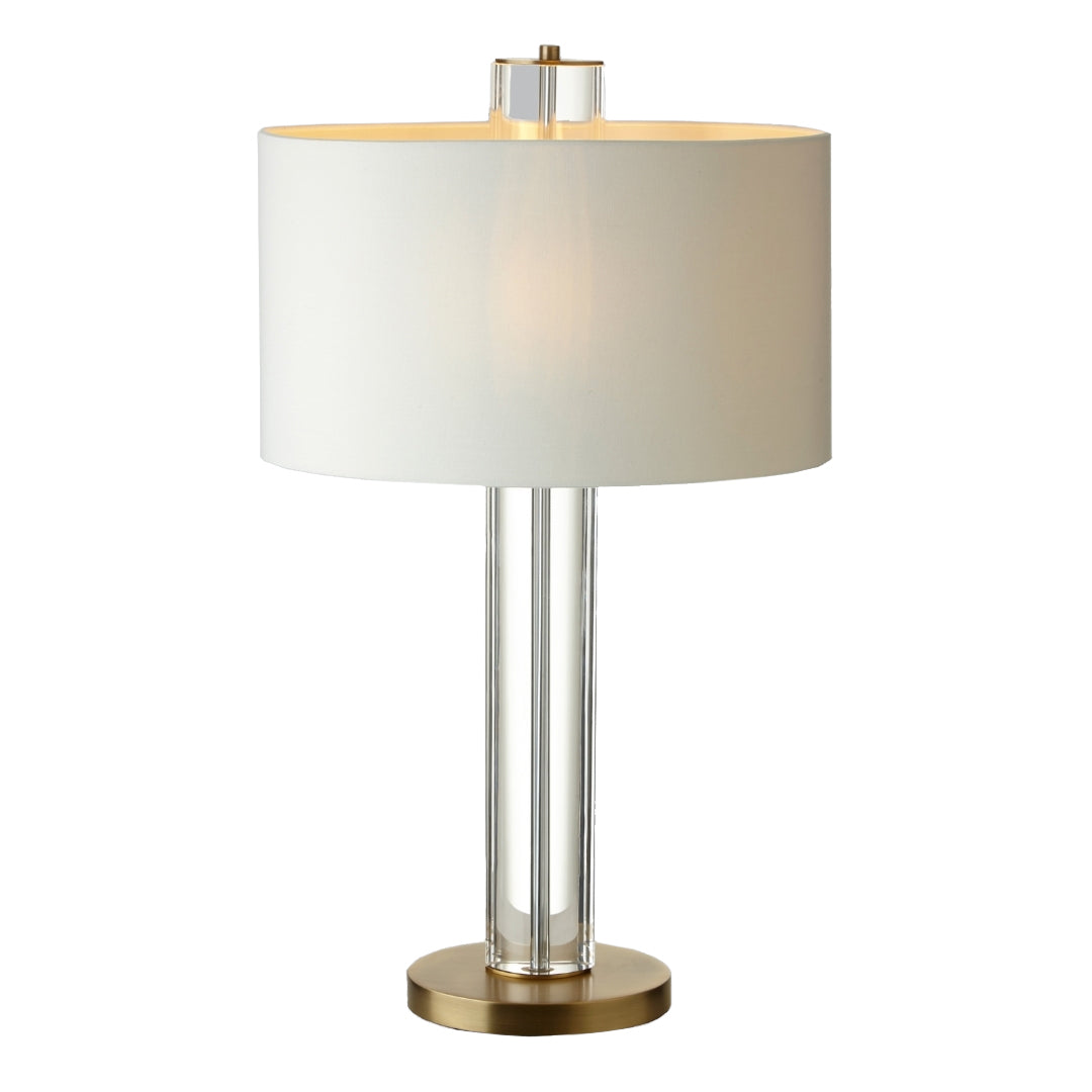 Blea Antique Brass & Crystal Column Table Lamp by RV Astley