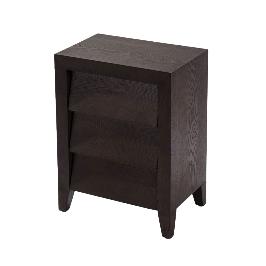 Amato Bedside Table Chocolate Wood 3 Drawer by RV Astley