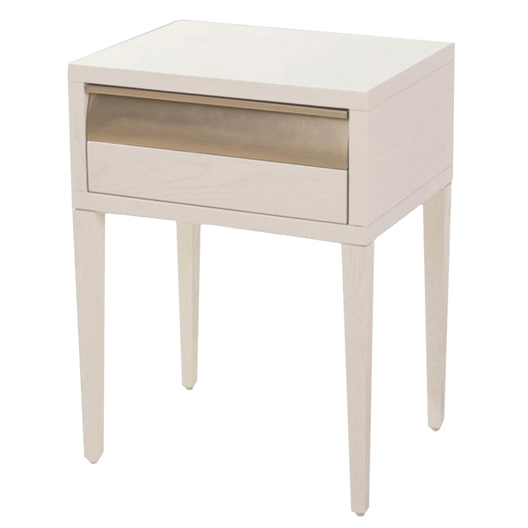 Rhona White Veneer & Metal 1 Drawer Beside Table by RV Astley